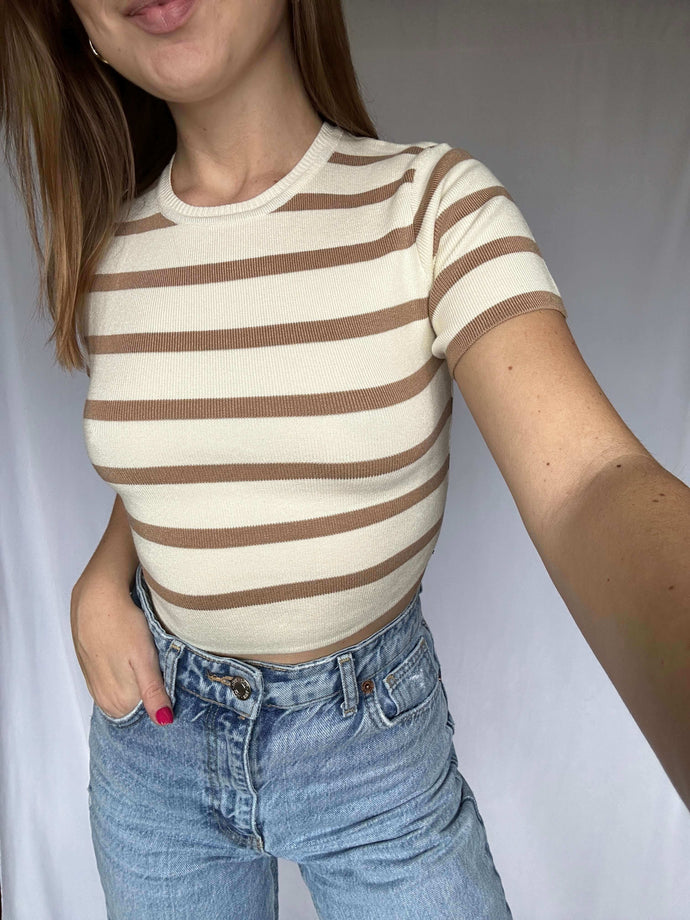 Soho Striped Top in Tan